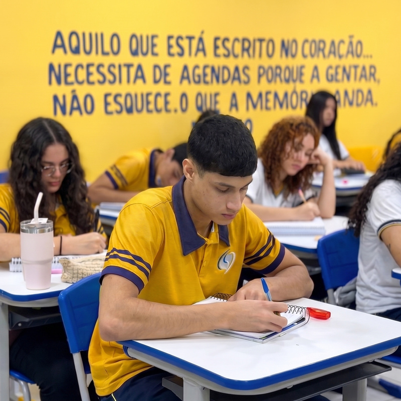 Alunos do Ensino Médio em atividade em sala de aula